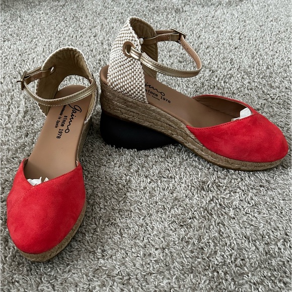 Gaimo Women’s Obi Espadrille Wedge Sandal Sz 40/9 Salmon Suede Round Closed Toe - Picture 6 of 11